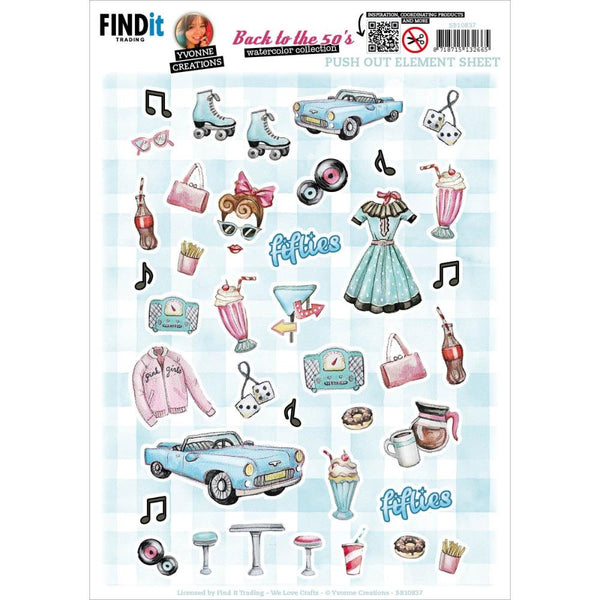 Find It Trading Yvonne Creations Punchout Sheet Small Elements A, Back To The Fifties