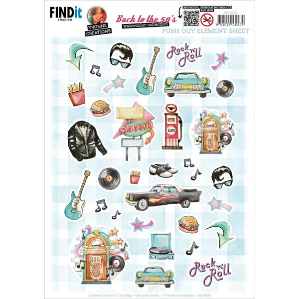 Find It Trading Yvonne Creations Punchout Sheet Small Elements B, Back To The Fifties
