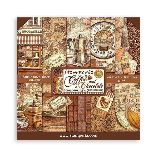 Stamperia Double-Sided Paper Pad 12"x 12" 10/Pkg - Coffee And Chocolate