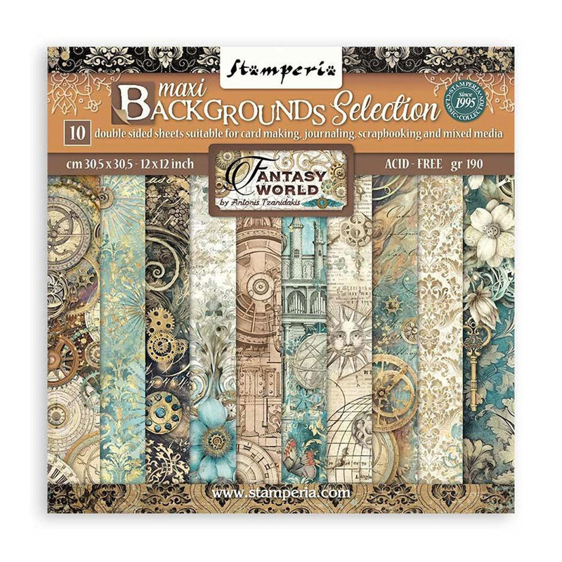 Stamperia Backgrounds Double-Sided Paper Pad 12"x 12" 10/Pkg - Sir Vagabond In Fantasy World