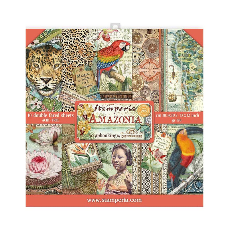 Stamperia Double-Sided Paper Pad 12"X12" 10 pack - Amazonia, 10 Designs/1 Each