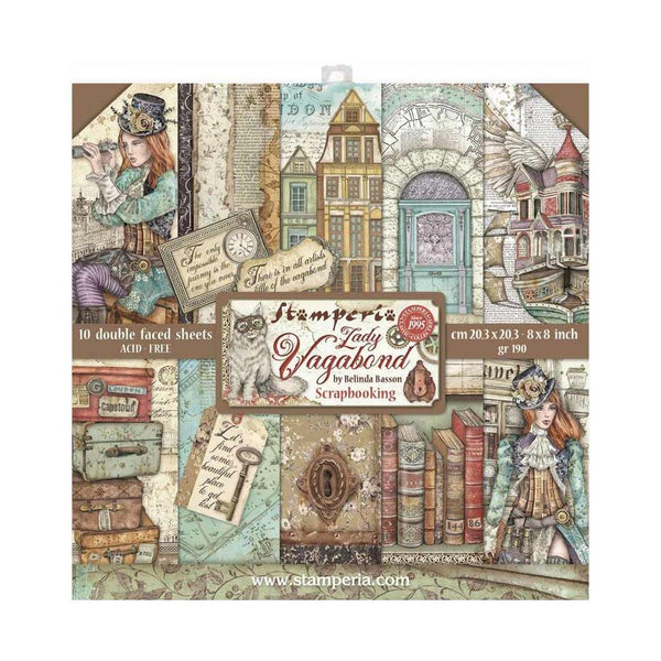 Stamperia Double-Sided Paper Pad 8"X8" 10 pack  Lady Vagabond, 10 Designs/1 Each
