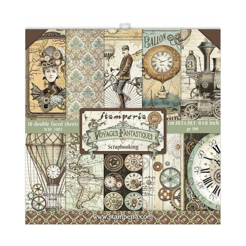 Stamperia Double-Sided Paper Pad 8"x 8" 10 pack - Voyages Fantastiques