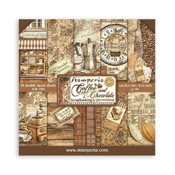 Stamperia Double-Sided Paper Pad 8"x 8" 10/Pkg - Coffee And Chocolate