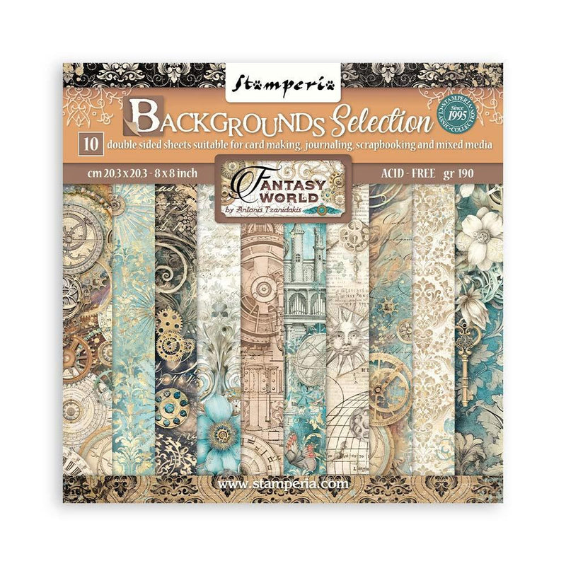 Stamperia Backgrounds Double-Sided Paper Pad 8"x 8" 10/Pkg - Sir Vagabond In Fantasy World