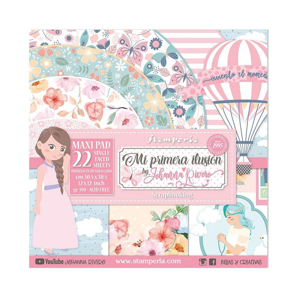 Stamperia Single-Sided Paper Pad 12"X12" 22 pack - Mi Primera Ilusion Nina X Johanna Rivero