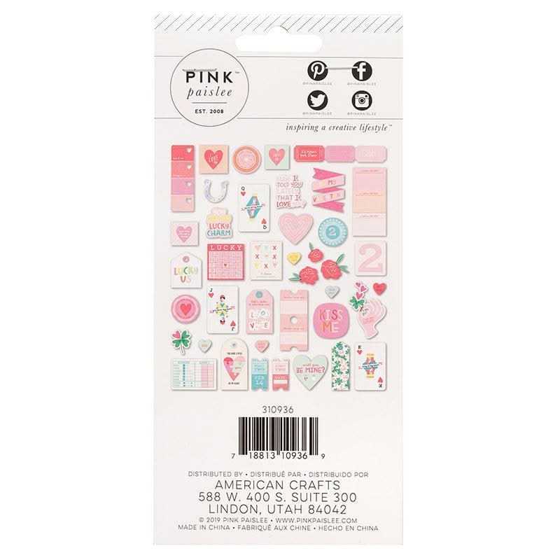 Pink Paislee Lucky Us Collection - Ephemera with Iridescent Foil and Pink Glitter Accents*