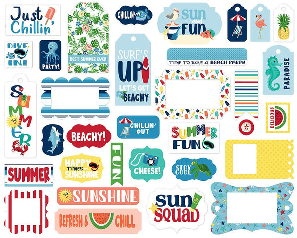 Carta Bella Cardstock Ephemera 33 pack - Frames & Tags, Beach Party*