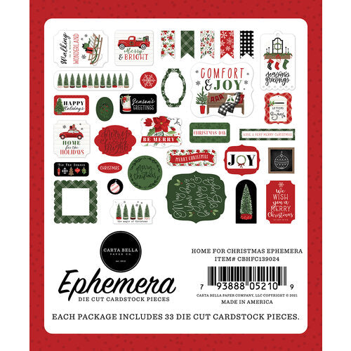 Carta Bella Cardstock Ephemera 33 pack - Icons, Home For Christmas*