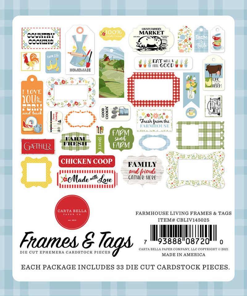 Carta Bella Cardstock Ephemera 33 pack - Frames & Tags, Farmhouse Living