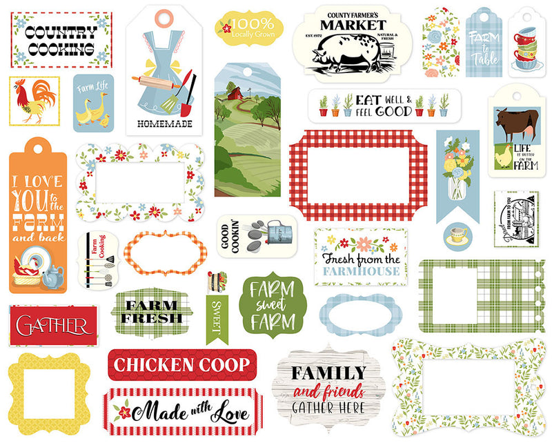 Carta Bella Cardstock Ephemera 33 pack - Frames & Tags, Farmhouse Living
