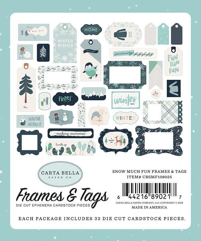 Carta Bella - Cardstock Ephemera 33 pack Frames & Tags - Snow Much Fun*