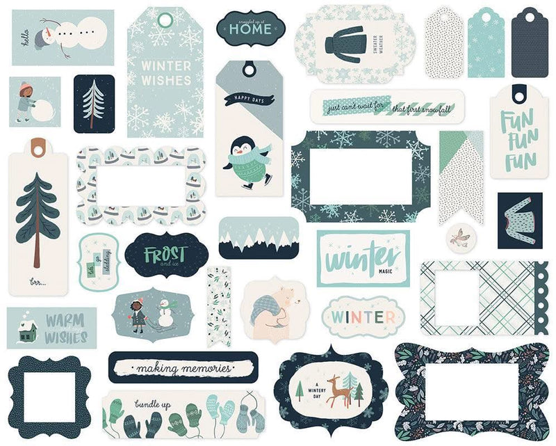 Carta Bella - Cardstock Ephemera 33 pack Frames & Tags - Snow Much Fun*