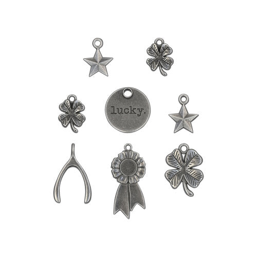 ^Tim Holtz Idea-Ology Metal Adornments 8 pack - Lucky^