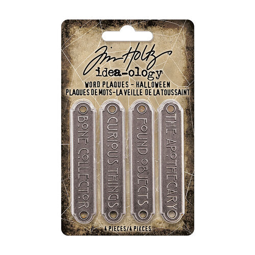 Tim Holtz Idea-Ology Metal Word Plaques 4 pack - Halloween