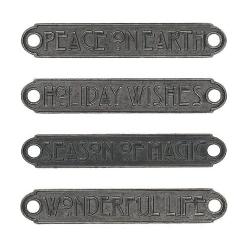 Tim Holtz Idea-Ology Metal Word Plaques 4 pack - Christmas^*