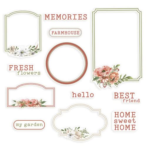 P13 Farm Sweet Farm Ephemera Cardstock Die-Cuts 12 pack - Frames And Words*