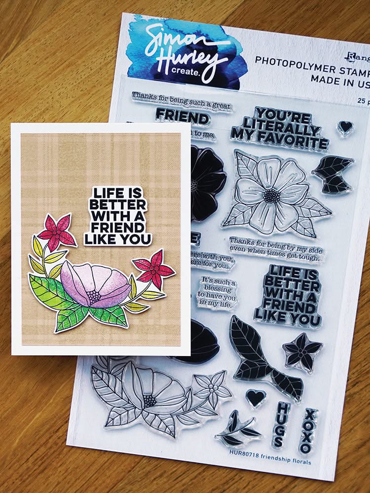 Simon Hurley create. Clear Stamps 6"x 9"- Friendship Florals*