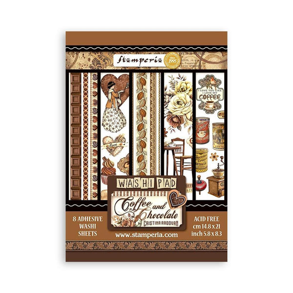 Stamperia A5 Washi Pad 8/Pkg - Coffee And Chocolate