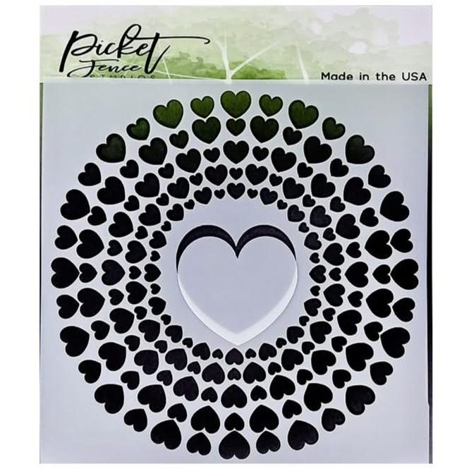 Picket Fence Studios Stencil 6"X6" - Spiral Of Hearts*