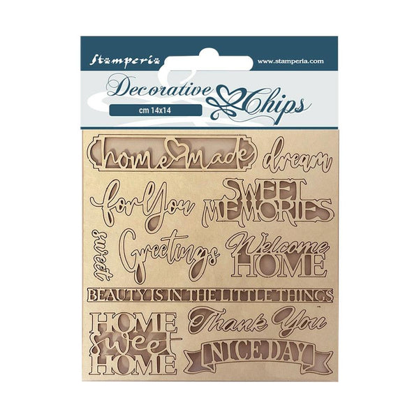 Stamperia Decorative Chips 5.5"X5.5" - Casa Granada Quotes