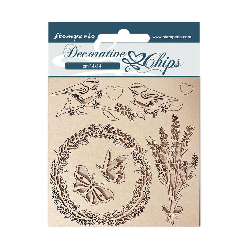 Stamperia Decorative Chips 5.5"X5.5" - Provence Garland & Birds