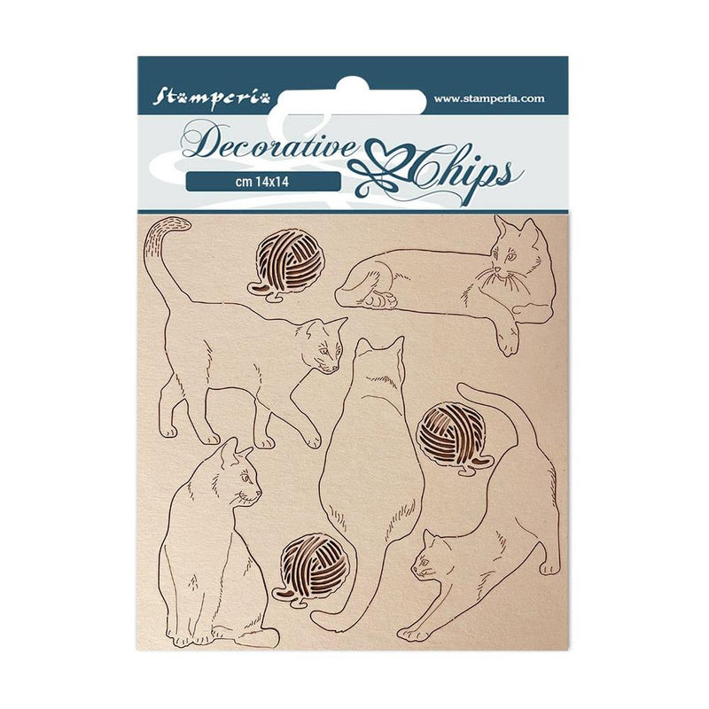 Stamperia Decorative Chips 5.5"X5.5" - Provence Cats W/Wool Balls