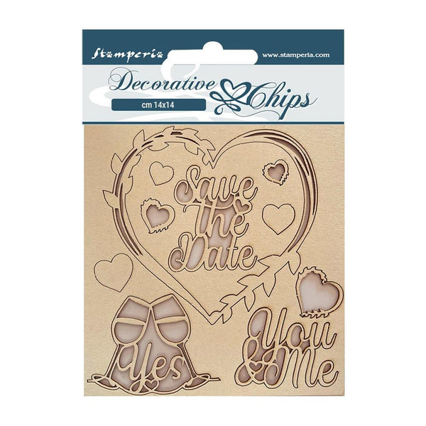 Stamperia Decorative Chips 5.5"X5.5" - You And Me, Save The Date*