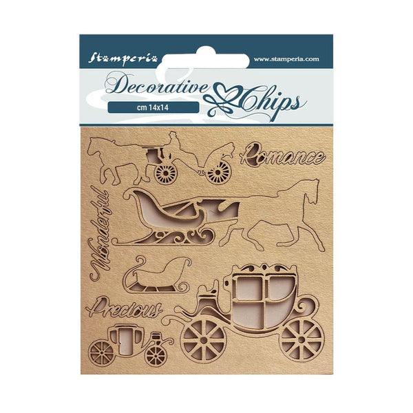 Stamperia Decorative Chips 5.5"X5.5" - Sweet Winter Coaches*