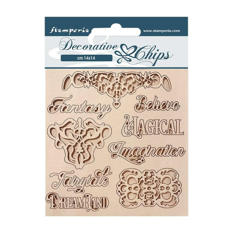 Stamperia Decorative Chips 5.5"X5.5" (14cm x 14cm) Magic Forest Writing & Plates*
