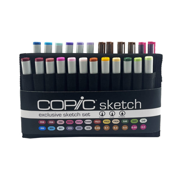 Copic Exclusive Sketch Set - 18 Sketch Markers, 6 Multi-liners, Wallet.