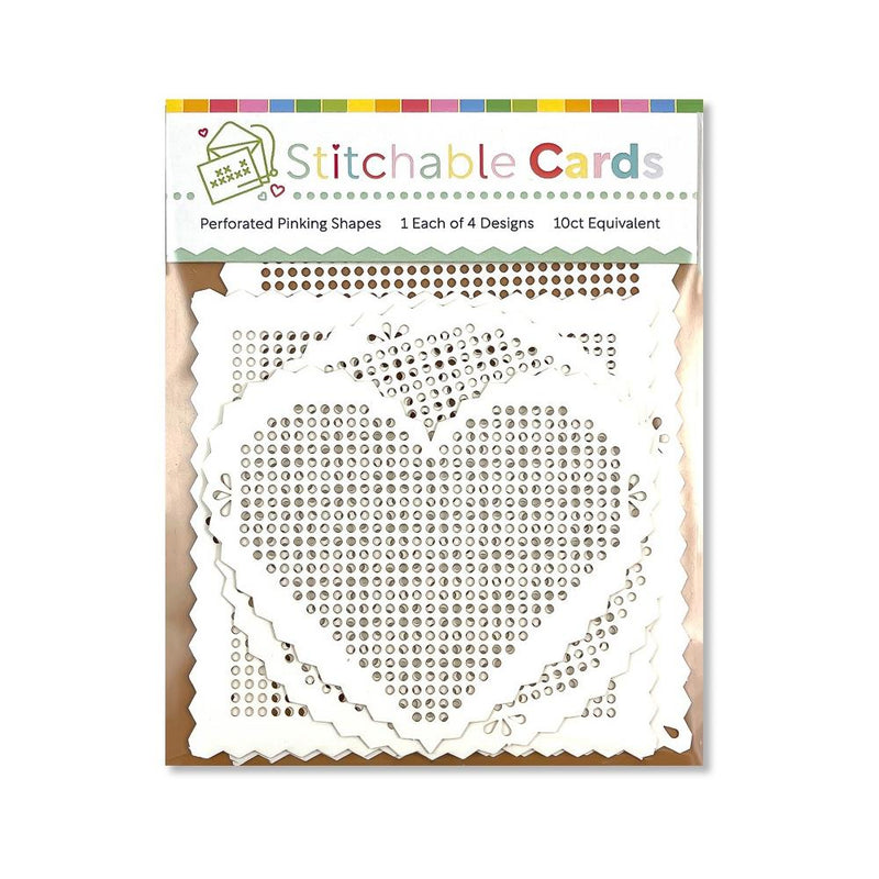 Waffle Flower Stitchable Cards Perforated Pinking Shapes - 4 pack