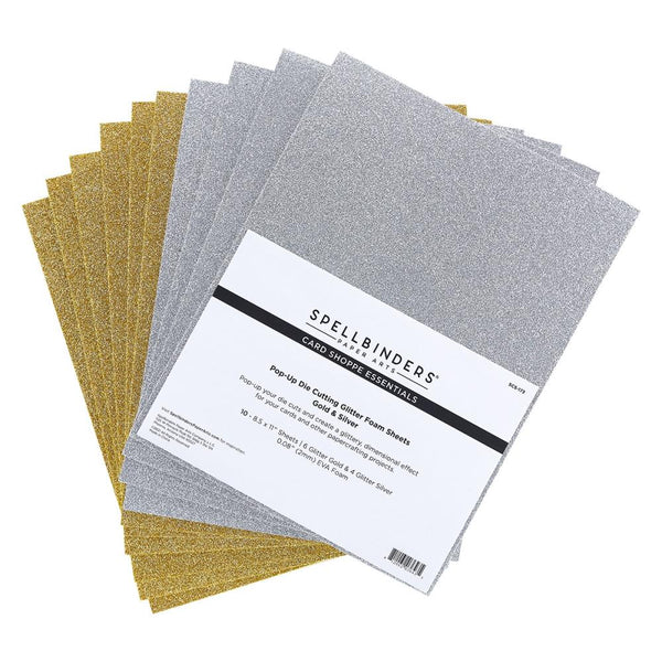 Spellbinders Glitter Foam Sheets 8.5"x 11" 10 pack - Gold & Silver