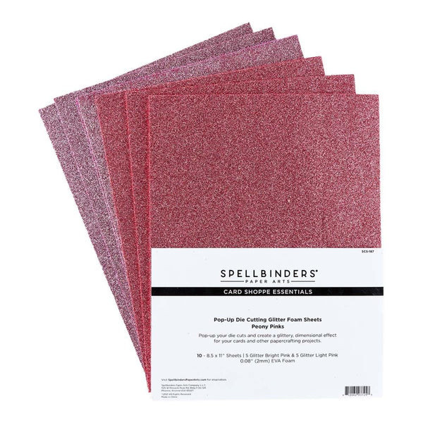 Spellbinders Glitter Foam Sheets 8.5"X11" 10 pack  Peony Pinks -Bright Pink & Light Pink