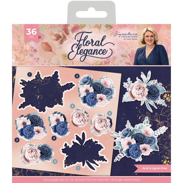 Crafter's Companion Sara Signature Floral Elegance Decoupage Pad 6"X6"