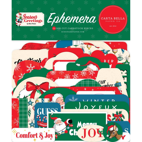 Carta Bella Cardstock Ephemera Icons, Season's Greetings*