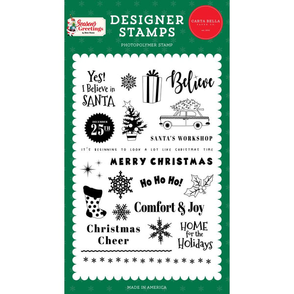 Carta Bella Stamps Christmas Cab, Season's Greetings*