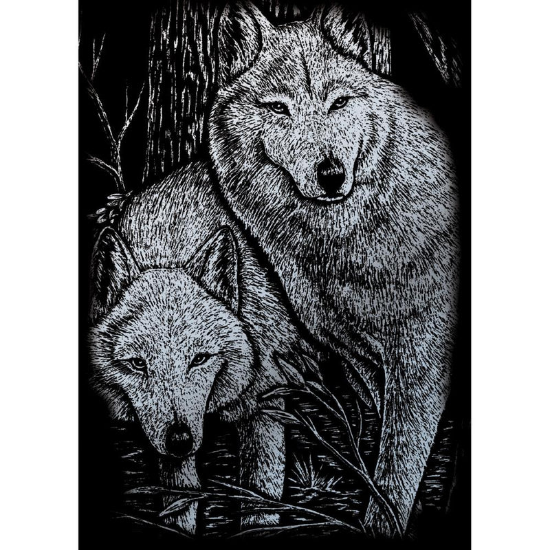 Royal Brush - Silver Foil Engraving Art Mini Kit 5in x 7in - Prowling Friends*