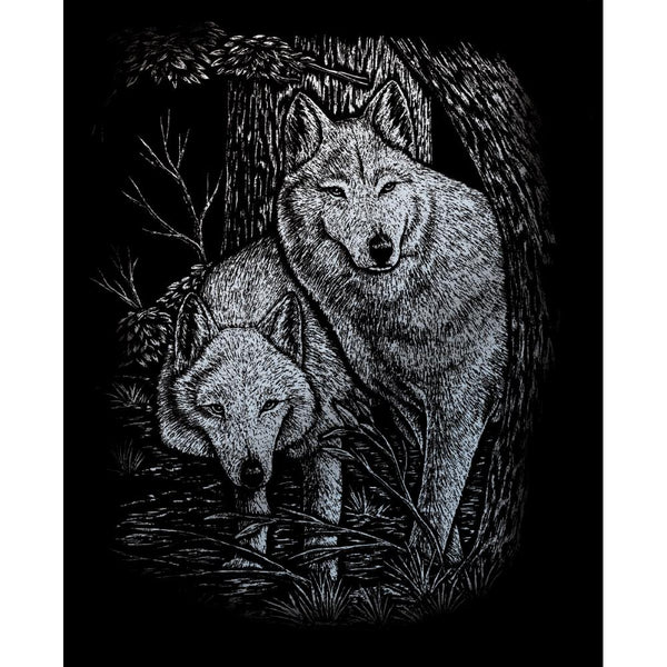 Royal Brush - Silver Foil Engraving Art Kit 8in x 10in - Wolves In The Trees