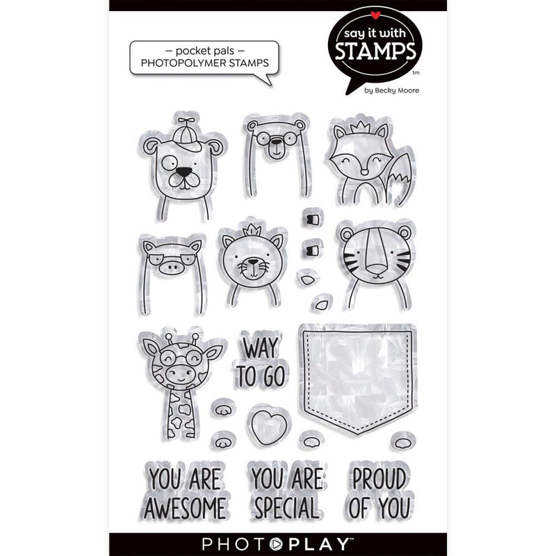 PhotoPlay Say It With Stamps Photopolymer Stamps - Pocket Pals 4in  x 6in