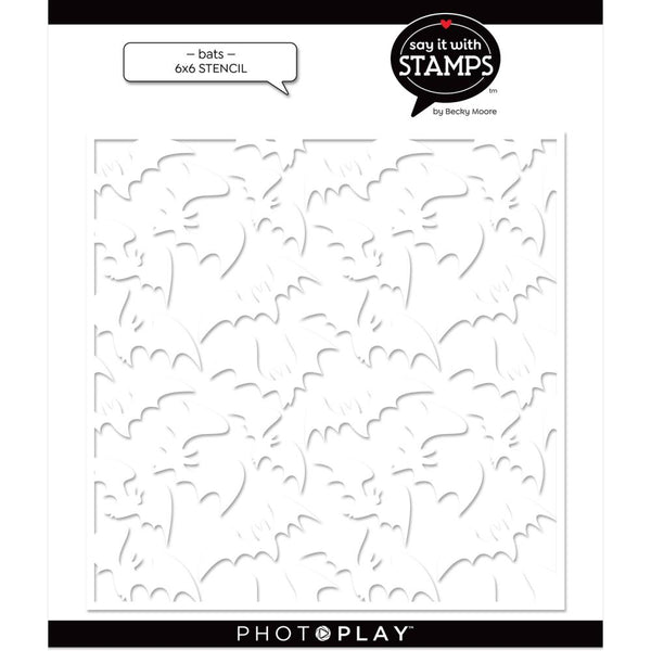 PhotoPlay Say It With Stamps Stencil 6in x 6in - Bats*