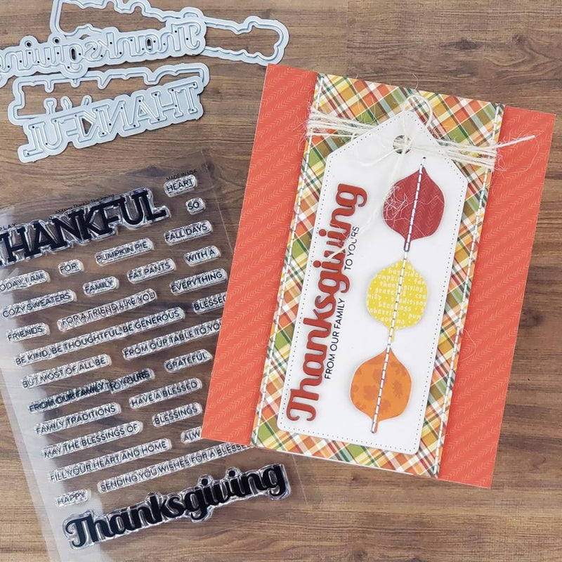 PhotoPlay Say It With Stamps Die Set - Thankful/Thanksgiving*