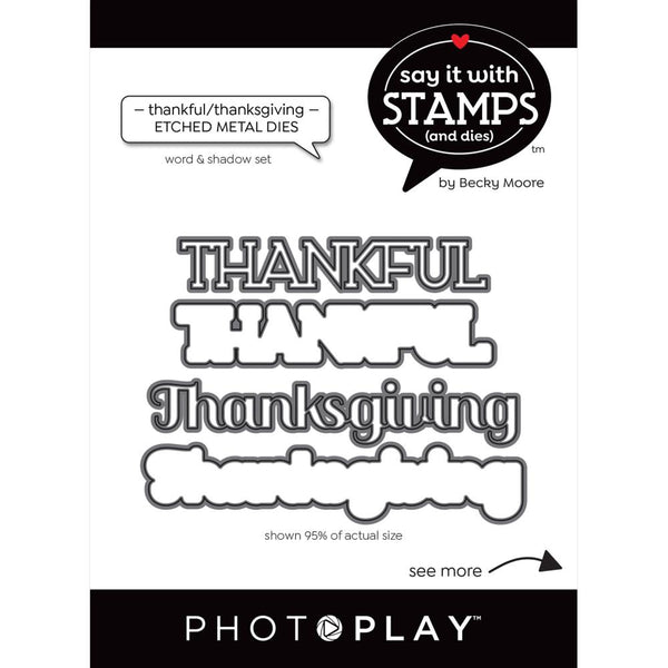 PhotoPlay Say It With Stamps Die Set - Thankful/Thanksgiving