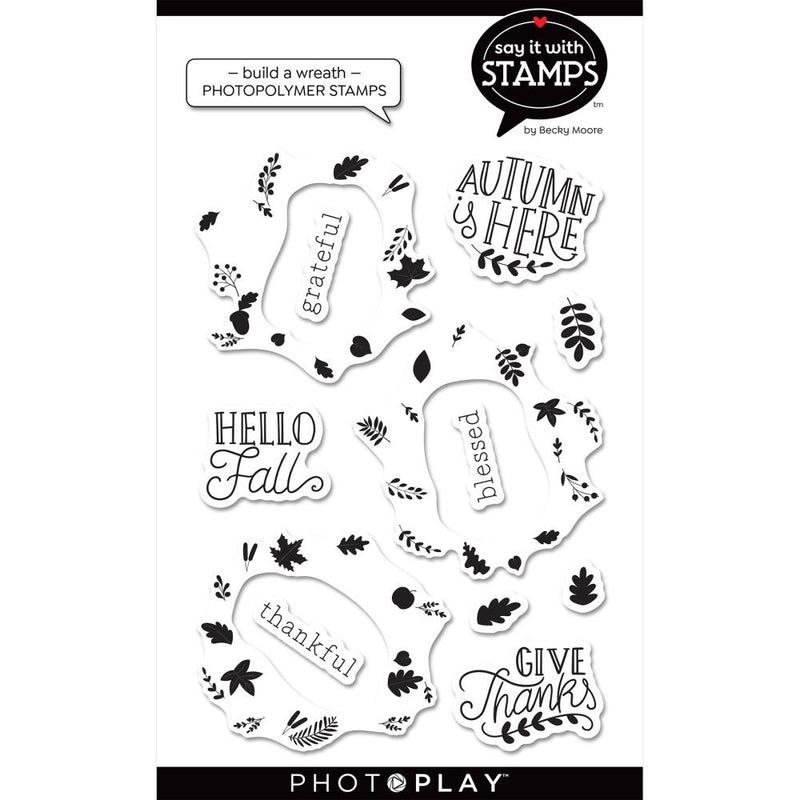 PhotoPlay Say It With Stamps Photopolymer Stamps - Fall Build A Wreath