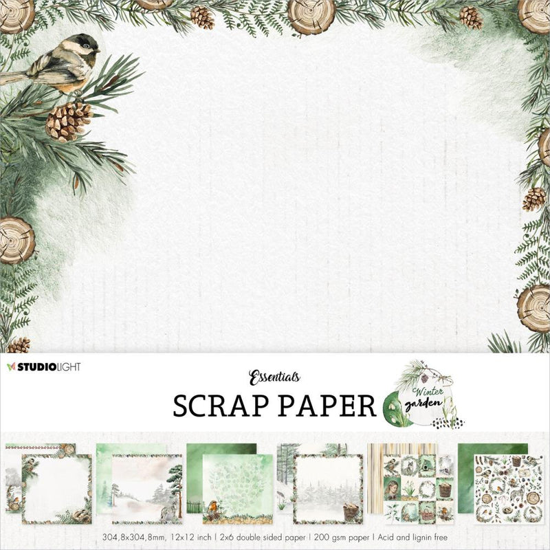 Studio 12"x 12" Light Winter Garden Double-Sided Background Papers 12 pack  Nr. 03