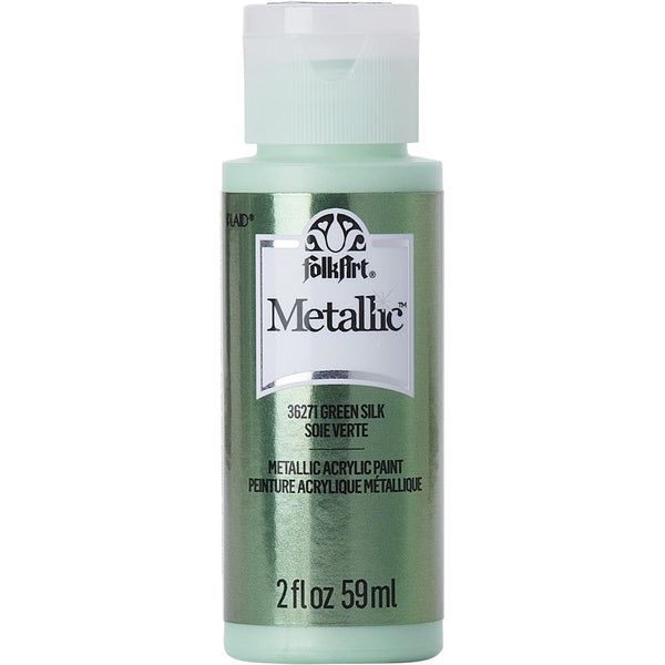 FolkArt Metallic Acrylic Paint 2oz - Green Silk