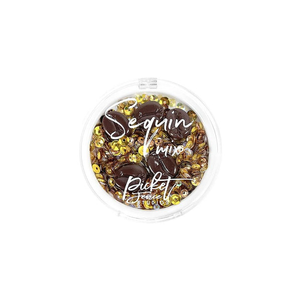 Picket Fence Sequin Mix & Embellishments - Coffee Beans