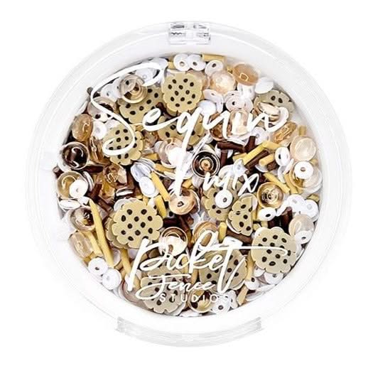 Picket Fence Sequin Mix & Embellishments - Milk And Cookies*