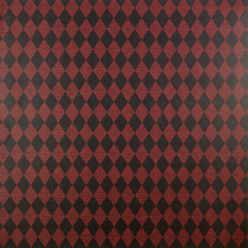 Scenic Route Paper Co. Harlequin Cabernet and Black S/sided Cardstock 12x12 Single Sheet Paper*