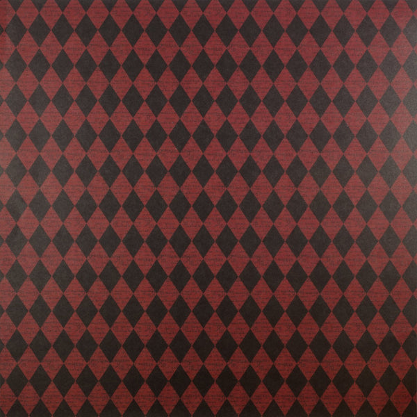 Scenic Route Paper Co. Harlequin Cabernet and Black S/sided Cardstock 12x12 Single Sheet Paper*